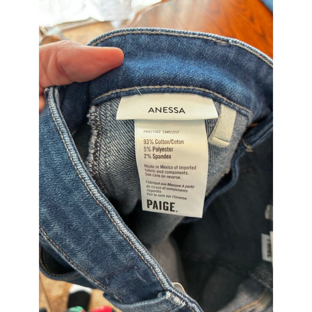 Paige Anessa Jeans High Waist Wide Leg Dark Wash Women's Petite 25 - Picture 5 of 9